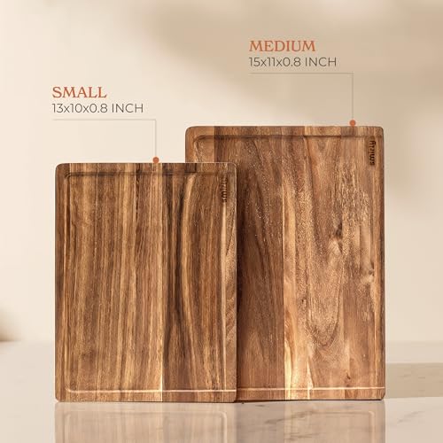 Acacia Wood Cutting Board (Brown / 2-Piece)
