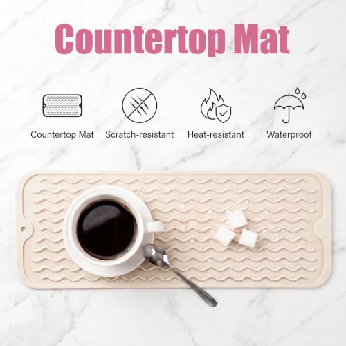 Silicone Dish Drying Mat for Multiple Usage (Tapioca / 17"L x 6"W)