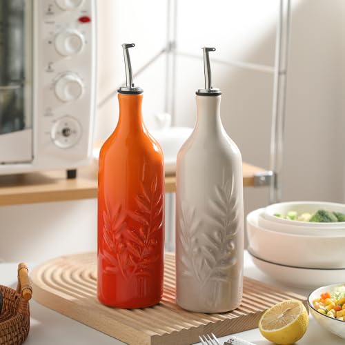 Sweejar Ceramic Olive Oil Dispenser Bottle (Gradient FogGray / 24 oz, Set of 1)