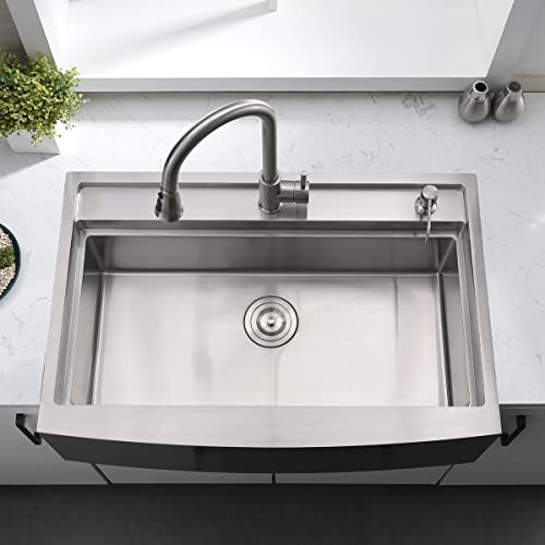 33 Inch Farmhouse Kitchen Sink Workstation (33"L x 22"W x 10"D / Stainless Steel (Splash Guard))