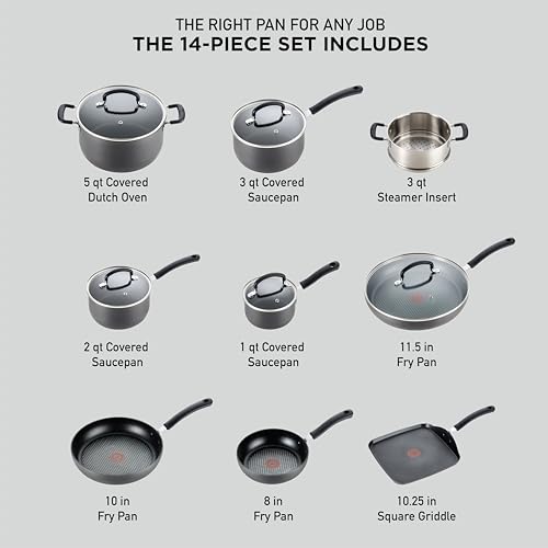 Ultimate Hard Anodized Nonstick Pots and Pans Set (14-Piece / Onyx)