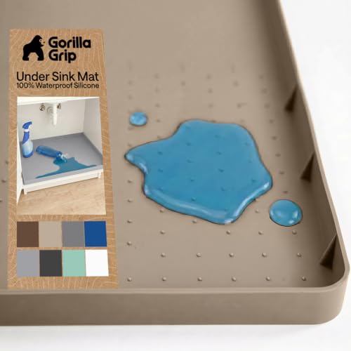 Waterproof Silicone Under Sink Mat (Beige / 31"w X 22"l)