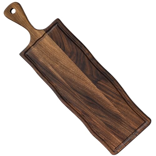Elegant Walnut Wood Long Serving Board with Handle (35.4" x 6.7" x 0.8")