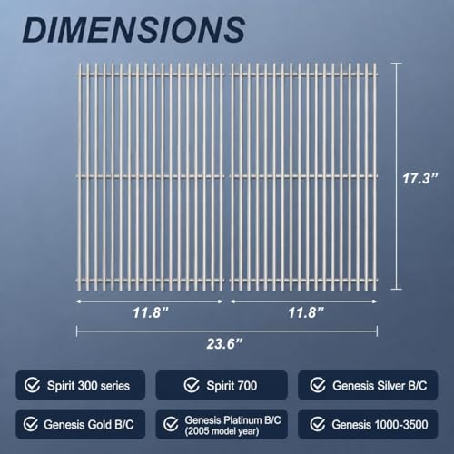 Grill Grates for Weber Spirit 300 & Spirit II GS4 300 Series (17.5" x 23.81" -7639 Spirit 300)