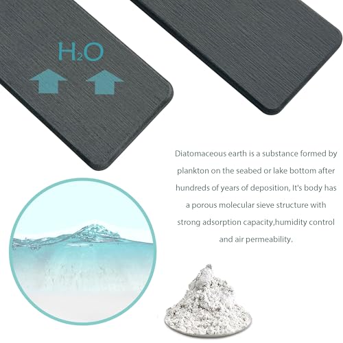 2Pcs Stone Soap Trays Water Absorbing Diatomite Coaster (Dark Gray / 8.7" x 3.2")