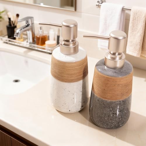 2 Pcs Ceramic Soap Dispenser Set (2 x 15 Oz Soap Dispenser)