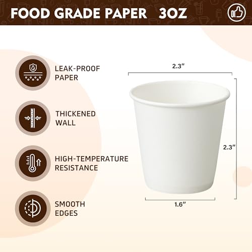 3 oz 300 Pack Small White Disposable Paper Cups (White / 3 oz)