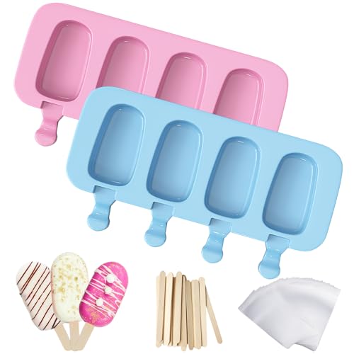 2 Pack Silicone Popsicles Molds (Blue and Pink)