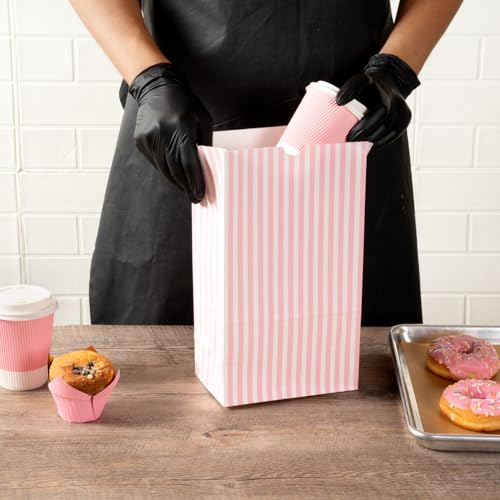 Pink And White Stripe Paper Bag (12 lb / Pink & White)