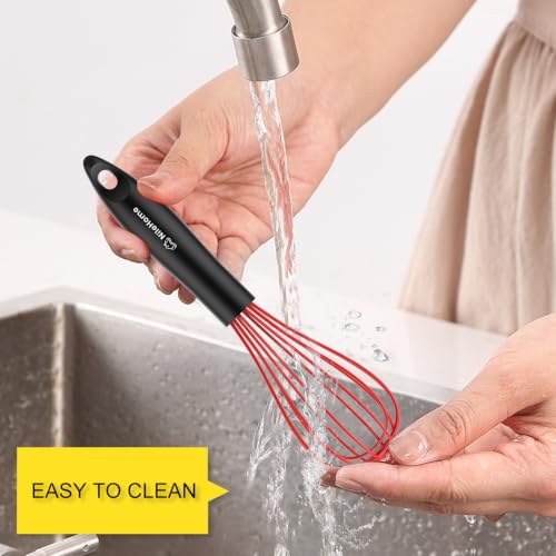 Silicone Whisk Set 8" 10" Kitchen Whisk Red (Red / 2-Pack)