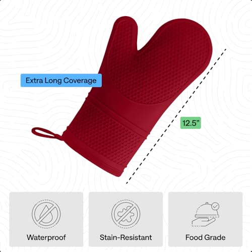 Silicone Oven Mitts (Red / 12.5" Oven Mitts)