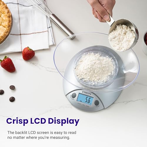 Food Kitchen Scale with Bowl (Stainless Steel-Gray / 11lb / 11lb)