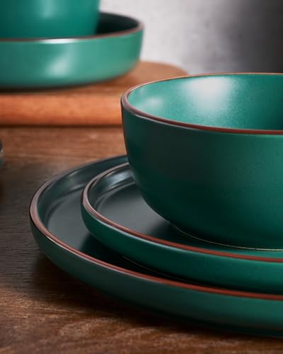 Mercury 24 Piece Stoneware Dinnerware Set (Dark Green / Service for 8 (Standard Dinner Set))
