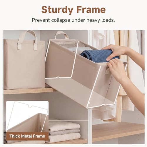 Fabric Storage Bins (Light Brown / 16 ½" L x 12" W x 10 ¼" H)
