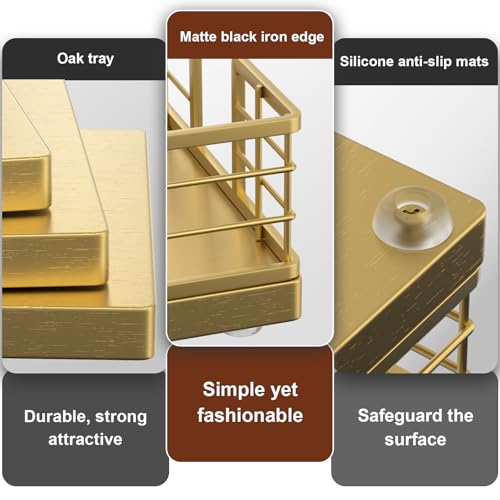 Guest Towel Holder Tray for Bathroom (Totally Gold / 9.06 x 5.51 x 2.56 inches)