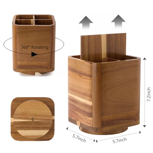 Wood Utensil Holder for Kitchen Counter