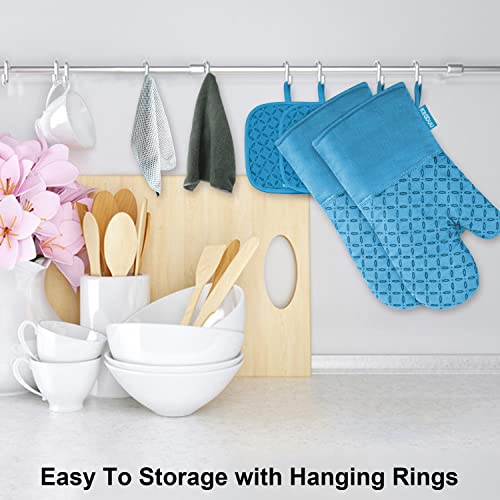 Oven Mitts and Pot Holders 6pcs Set (Sky Blue)