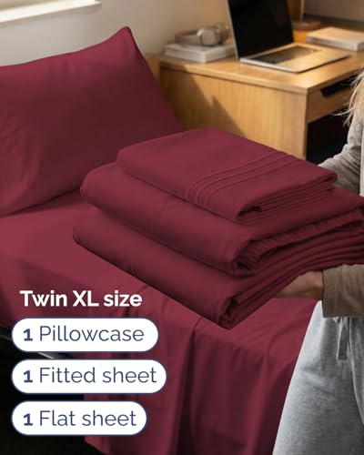 Twin XL 3 Piece Sheet Set (25 - Burgundy / Twin XL)