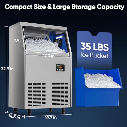 Commercial Ice Maker Machine (200lbs/24H / Commercial Ice Maker-Silver)