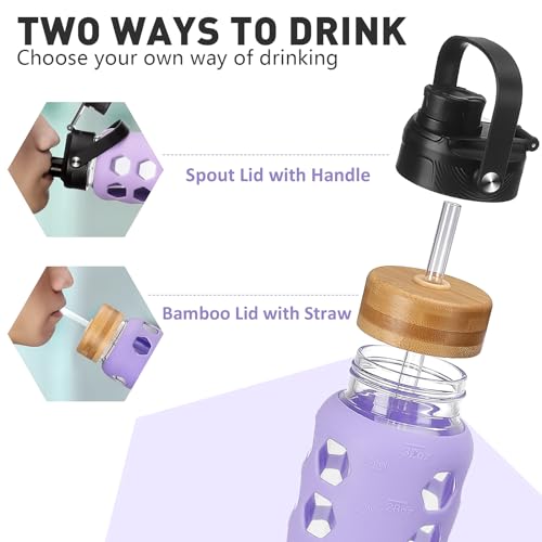 Glass Water Bottle (Purple / 24 Ounces)