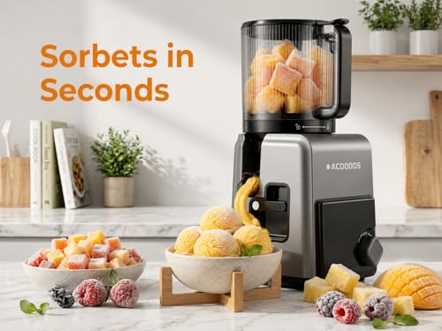 3-in-1 Cold Press Juicer Machines, 6.5" Mega Chute for Whole Fruit, Slow Masticating Juicer with Sorbet & Nut Milk Maker, BPA Free, 100 OZ Hopper, Easy Clean, Oxide Gray