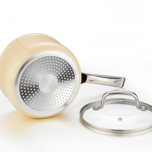 1.5 QT Ceramic Enamel Saucepan with Lid (1.5 QT Yellow)