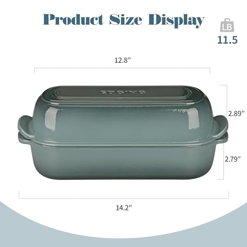 Enameled Cast Iron Loaf Pan with Lid (Slateblue)