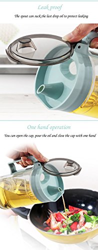 Olive Oil Vinegar Syrups Bottle Dispenser Cruet (Green-650ml)