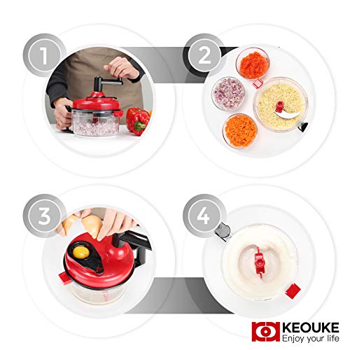 Hand Crank Food Chopper Red