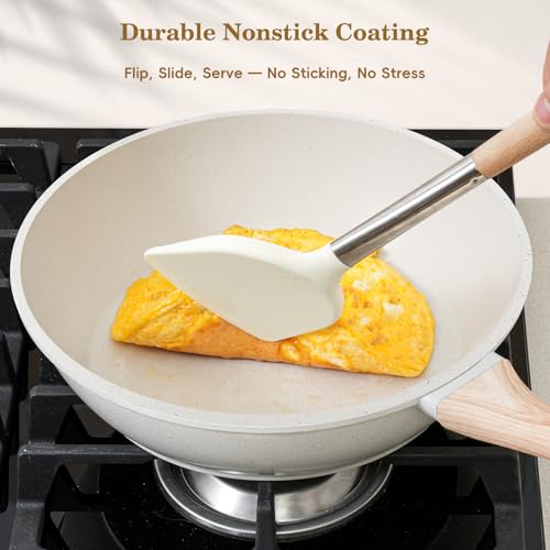 Pots and Pans Set Non Stick (White / 12 Pieces)