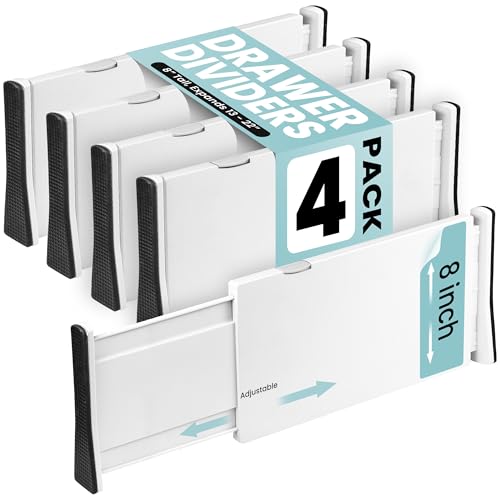 White Expandable Drawer Dividers (8" Tall, 13"-22" Long)