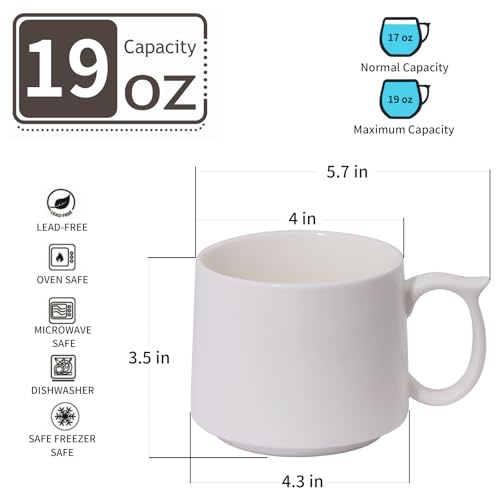 Coffee Mugs Gift Set of 4 (White)