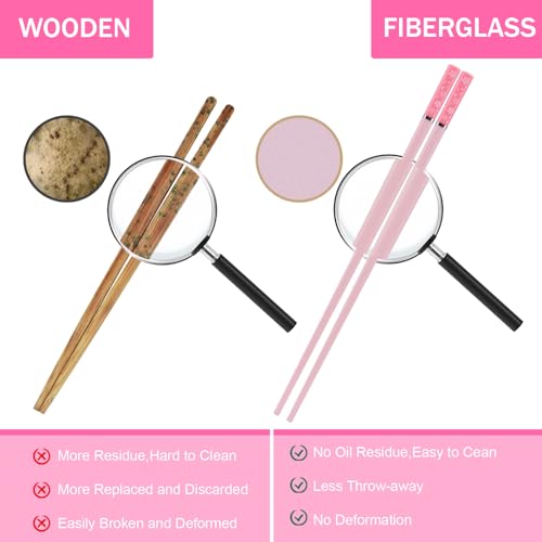 Chopsticks Reusable Dishwasher Safe (Pink-10 Pairs)