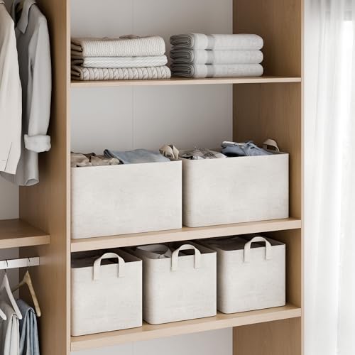 Linen Closet Storage Bins (Beige（Cotton-linen） / 19" L x 13 ¼" W x 11" H)