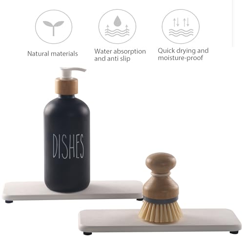 2Pcs Stone Soap Trays Water Absorbing Diatomite Coaster (White / 9.0" x 3.5")