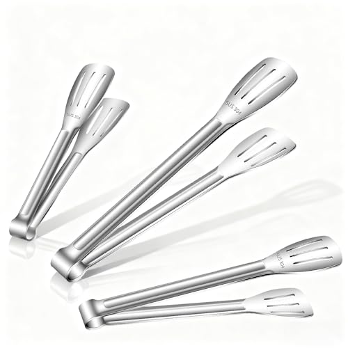 Stainless Steel Kitchen Tong Set (6 & 9 &11inch / 3Pcs Silver)
