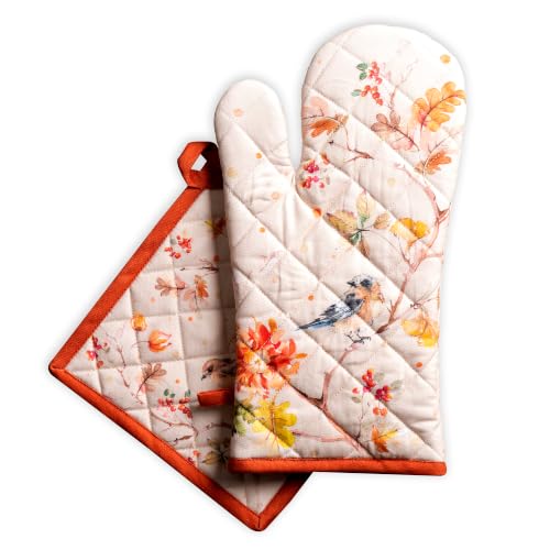 100% Cotton Oven Mitt & Pot Holder Set (062 - Kelim - Prairie / 7.5" x 13" & 8" x 8" (Oven Mitt & Pot Holder))