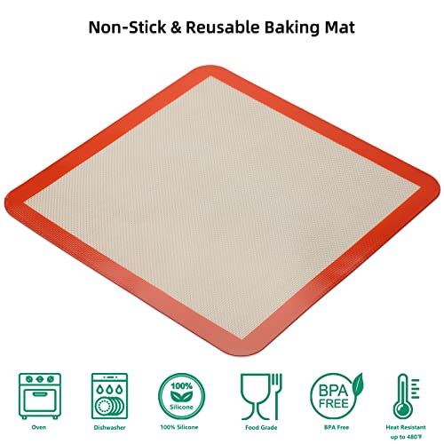 12x12 Square Silicone Baking Mats for XL Air Fryer (Bright Orange / 11.8"L x 11.8"W)