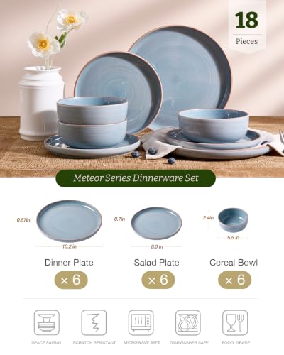 Meteor 18 Piece Stoneware Dinnerware Set (Blue Gray / Service for 6 (Standard Dinner Set))