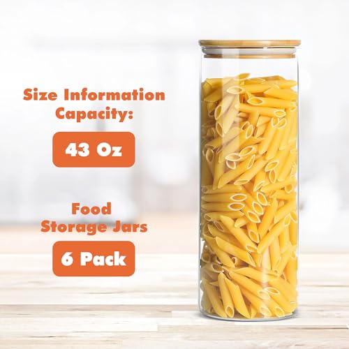 Glass Storage Containers with Airtight Bamboo Lids (6Pack(43oz))