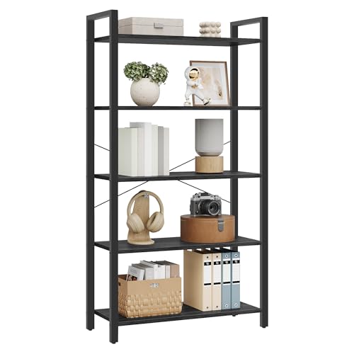 5 Tier Bookshelf (Ebony Black + Ink Black / 5 Tiers (11.8"D x 26"W) / Without Back Panels)