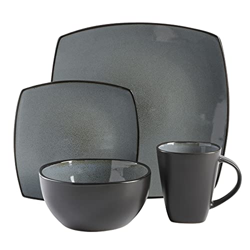 Soho Lounge Square Reactive Glaze Stoneware Dinnerware Set (Service for 4 (16pcs) / Eclipse (Soho Lounge))