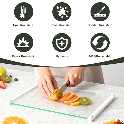 Glass Cutting Boards for Kitchen (White)