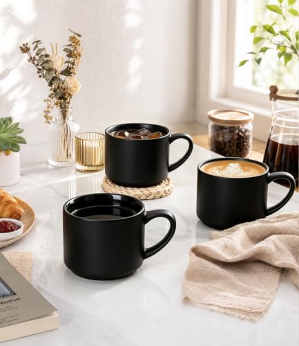 14 OZ Coffee Mugs Set of 12 (Matte Black / Set of 12(14 Ounces))