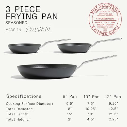 Cookware 3 Piece (3 Piece Set Seasoned Carbon Steel Pan)