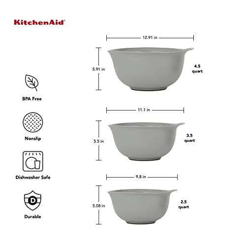 Universal Nesting Plastic Mixing Bowls (Gray / Set of 3)