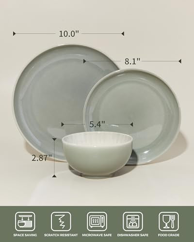 Ceramic Dinnerware Sets for 6 (Gray Green / Set (18pcs))