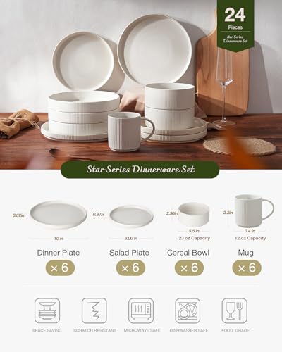 Star Dinnerware Sets with Mugs (Matte White)