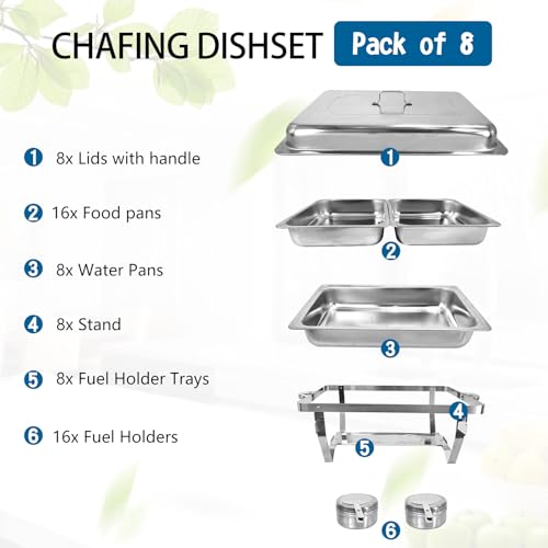 Chafing Dish for Buffet (8 Pack - 1/2 Pan)