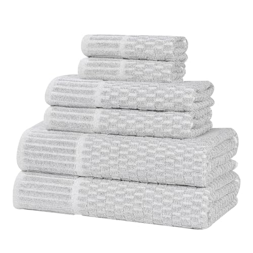 Juno Viscose Cotton Blend Medium Weight Towels (6 Piece Towel Set / Platinum)